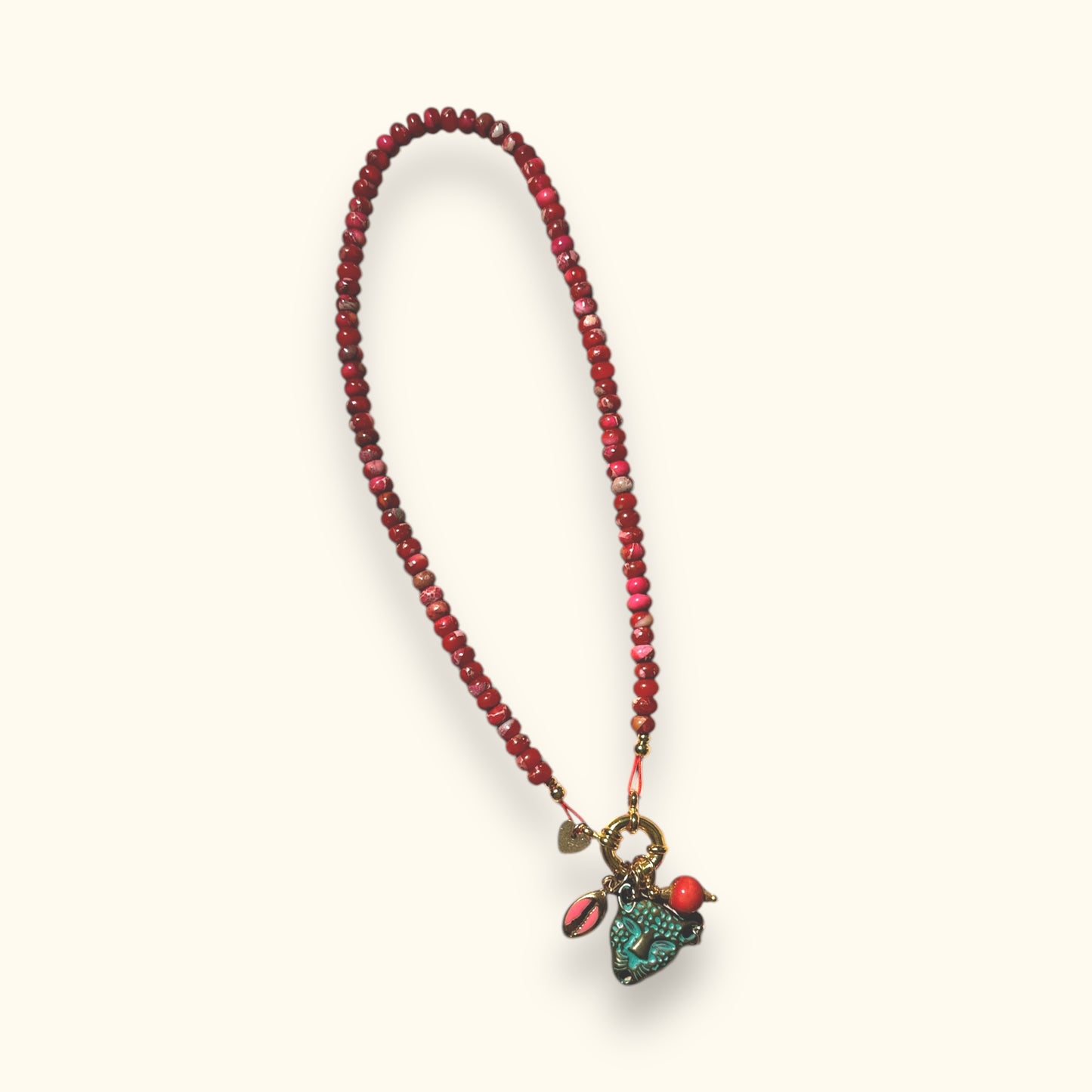 Motee Necklace with Leopard and Cowrie Shell Pendant